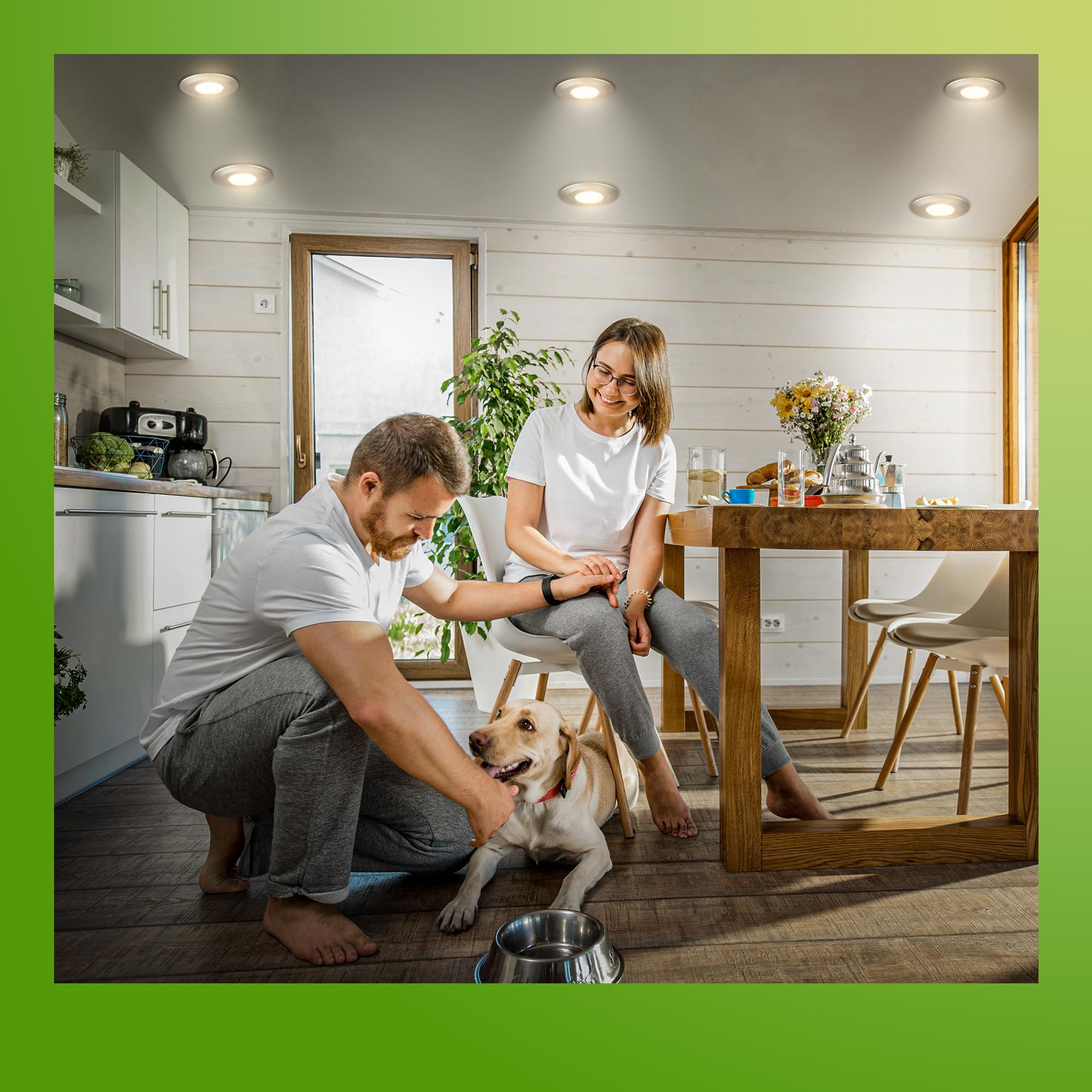 BRILONER - 6er Set LED Bad Einbaustrahler 230V Gehäuse 50% recycelt, Farbtemperaturwechsel, Dimmbar, IP44, Ra90, LED Spot, flach, Decke, Einbauleuchten, Badezimmer, 68mm, 90x30mm (DxH), Matt-Nickel