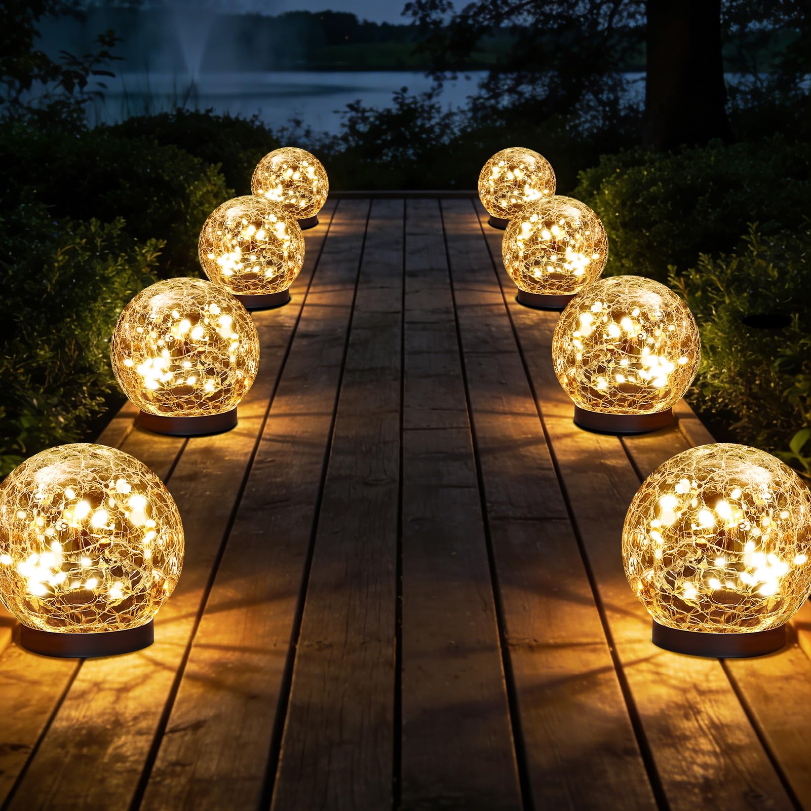 JKIMK Solar Globe Lights Outdoor Waterproof-Solar Balls for Garden