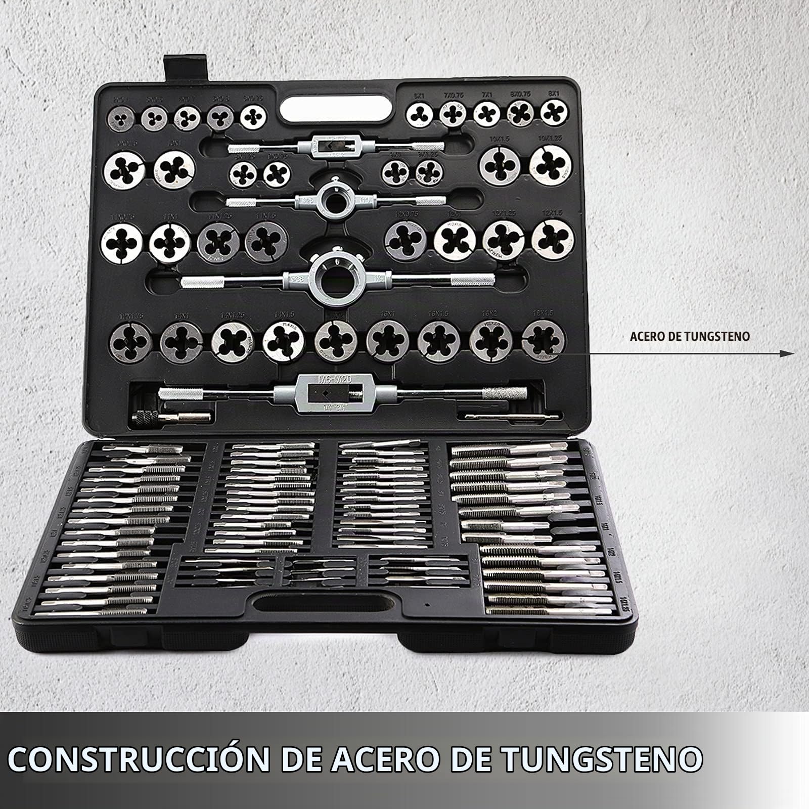 Machos de Roscar, 110 Piezas Juego de Machos y Terrajas M2-M18 Juego de Herramientas para Roscar Terrajas y Machos Juego de Cortar Tuercas y Machos de Aterrajar para Herramientas de Maquinaria