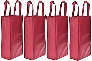 Cosmos Reusable Gift Tote Bag for 4-Pack Wine Bottles - Dark Red