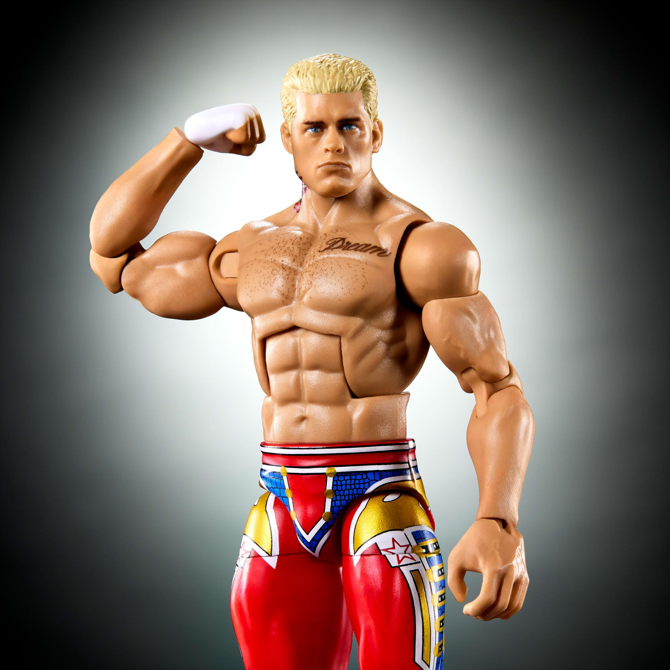 Mattel WWE Elite Collection Top Picks, Set mit Actionfigur und Zubehörteilen, ca. 15 cm große Sammelfigur Cody Rhodes mit Händen und Wrestling-Ausrüstung zu Austauschen, JHV11