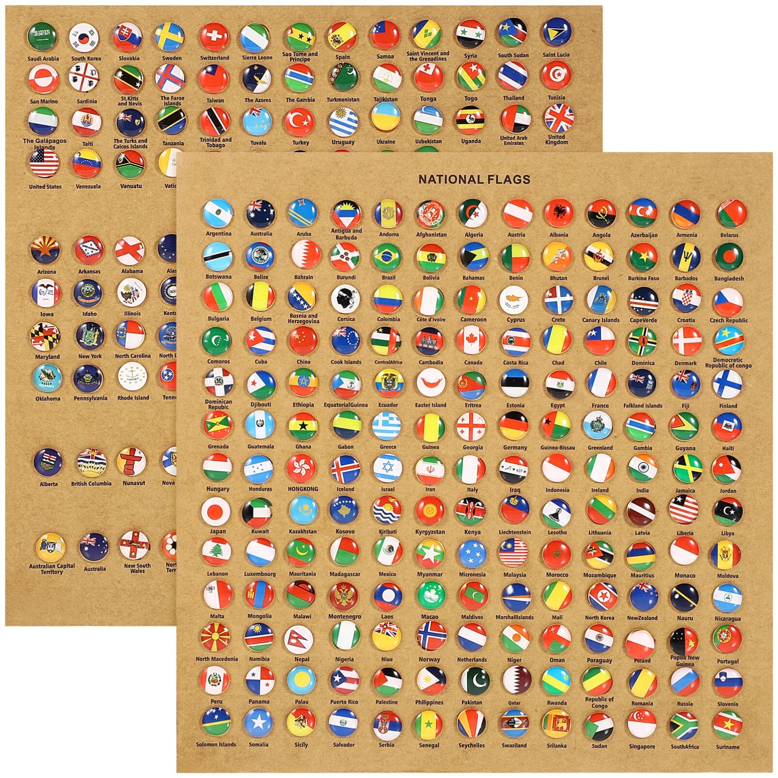 Didiseaon National Flag Thumbtacks 291Pcs Map Push Pins Creative Country Flag Pins for Bulletin Boards Office Calendar Notes