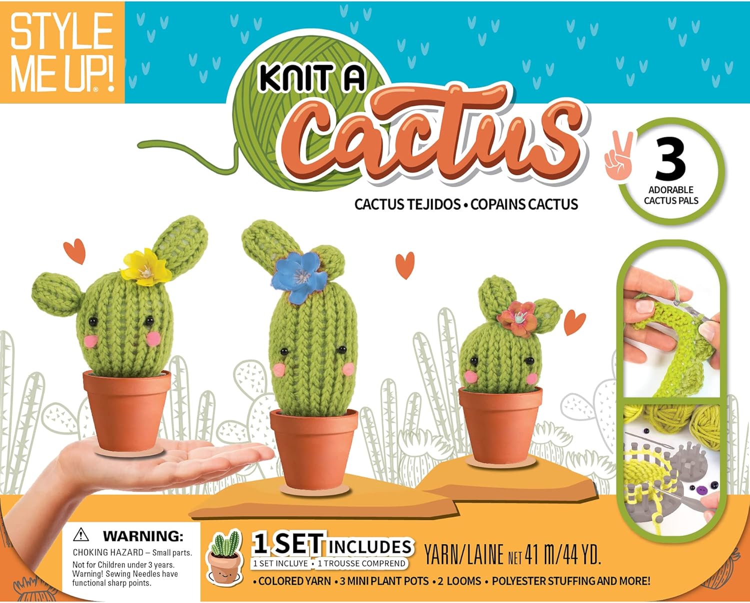 Style Me Up: Knit a Cactus - Fun Kids Knitting Project, Designed for Beginners, DIY Kit Helps Aid the Development of Loom Knitting Skills, For Ages 8 and up