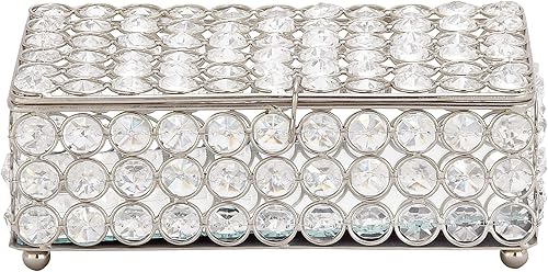 Miniatura 2 de Deco 79 Glam - Joyero rectangular de metal, 8 x 4 x 3 pulgadas, color plateado