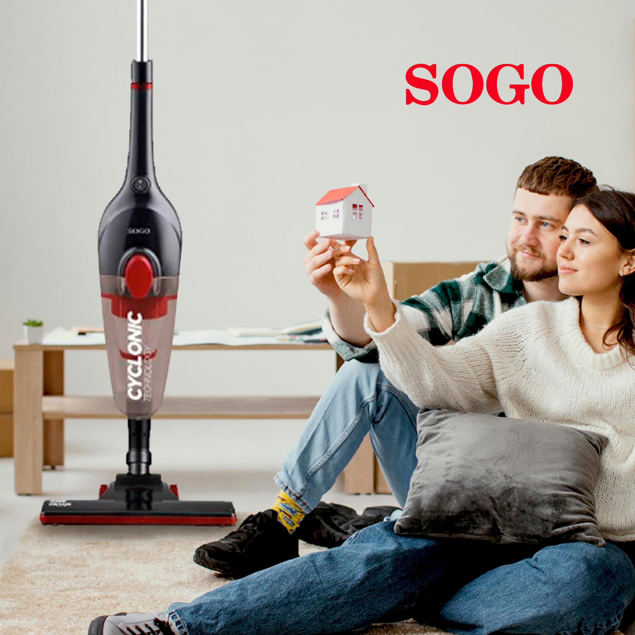 SOGO Cyclone Handheld Vacuum Cleaner 600W Energy Class A+ 2 in 1 with 0.8L Container HEPA Filter 4.5m Cable Black