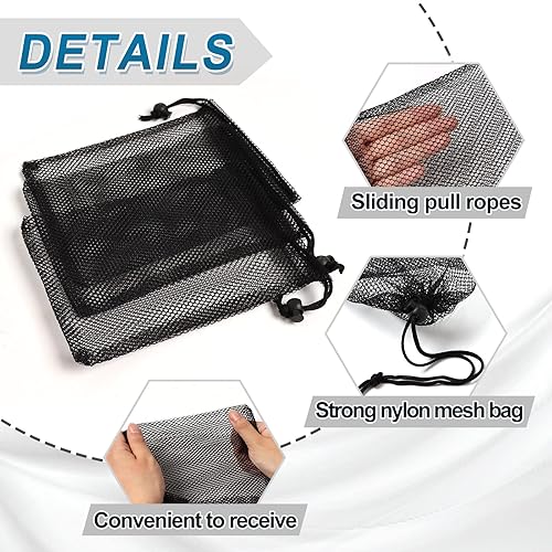 Miniatura 3 de 16 bolsas de malla negra con cordón, bolsas de malla de nailon de 5.5 x 7.5 pulgadas, bolsa para lavavajillas con cierre de cordón para suministros