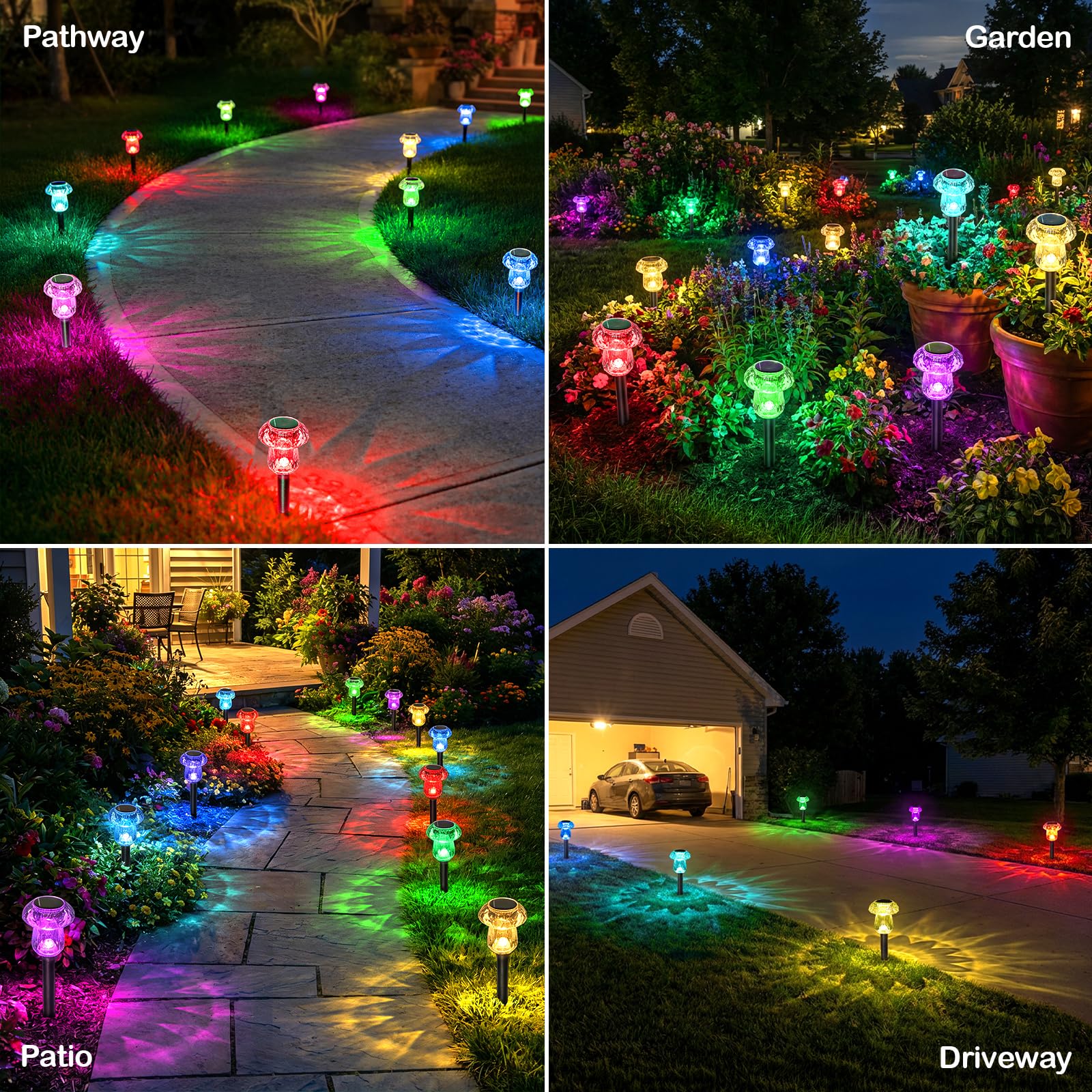 Luci solari per vialetti esterni, confezione da 8 luci da giardino a fungo, impermeabili, ad energia solare, illuminazione per paesaggio, vialetto, sentiero, passerella, patio, decorazioni da