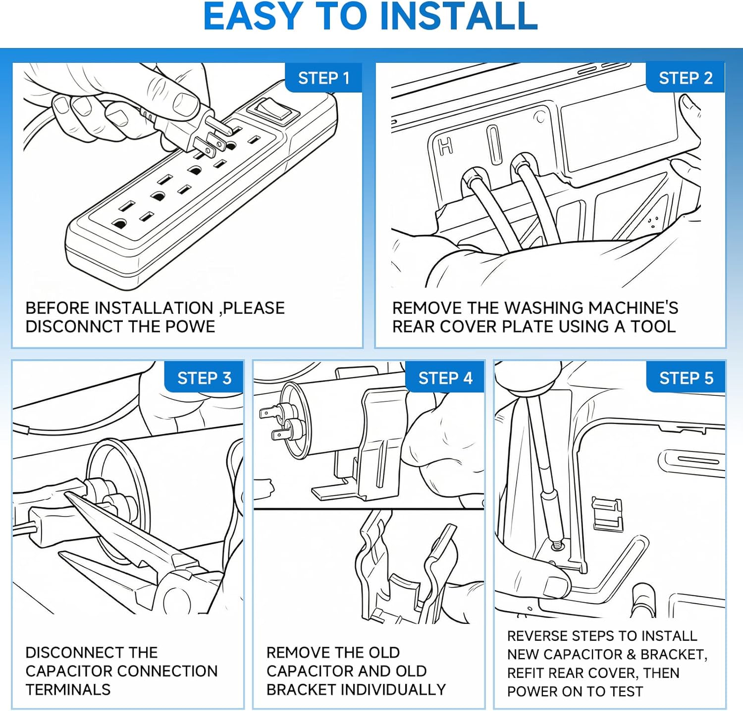 WH12X27614 290d1102p003 Washer Start Capacitor and Bracket Kit Compatible with ge,hotpoint 290d1102p002,WH12X29017,WH12X24103,WH13X28838, WH16X24102,4863251,AP6798115,AGE25929,PD00045372
