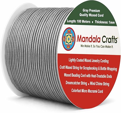 Miniatura 198 de Cuerda Mandala Crafts 0.03 pulgadas 109 yardas para hacer joyería, artesanía, macramé, cuerda de algodón encerado