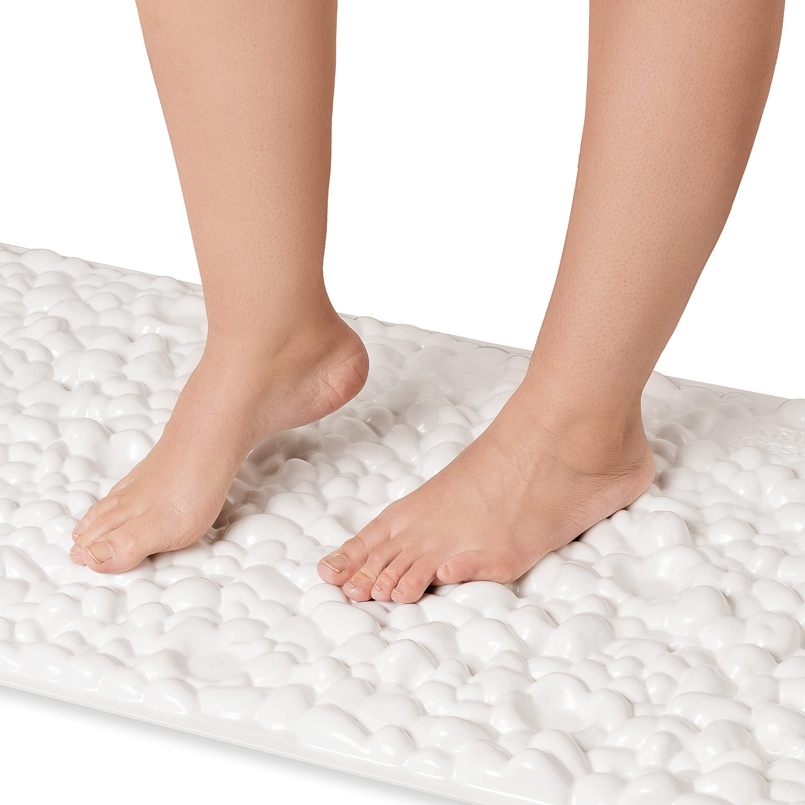 Fußreflexzonen Massage Matte/Platte zur Akupressur – Fußmassagematte zur Reflexzonenmassage & Entspannung/Fußreflexzonenmatte/Akupressurmatte - Fit mit Krieger’s Kieseltritt® intensiv 50x50 cm weiß