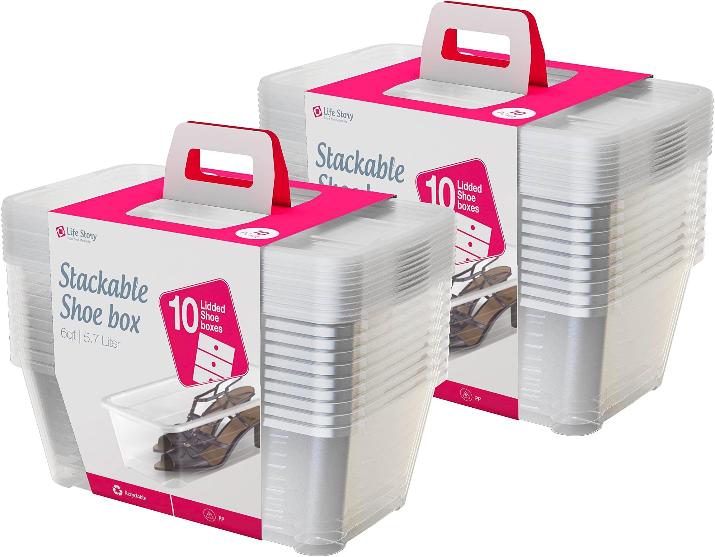 Life Story 20 Pack Plastic Storage Boxes, Stackable Organizer Tote Containers, 6 Liter
