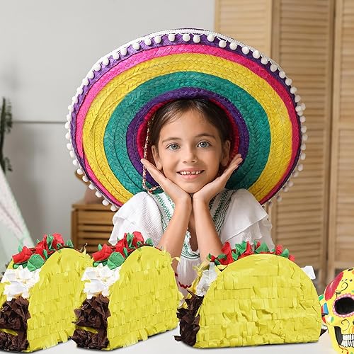 Miniatura 5 de Harrycle 24 piezas de mini piñatas de tacos para Cinco de Mayo, piñata mexicana, piñata pequeña fiesta, tacos a granel, piñata mexicana, recuerdos