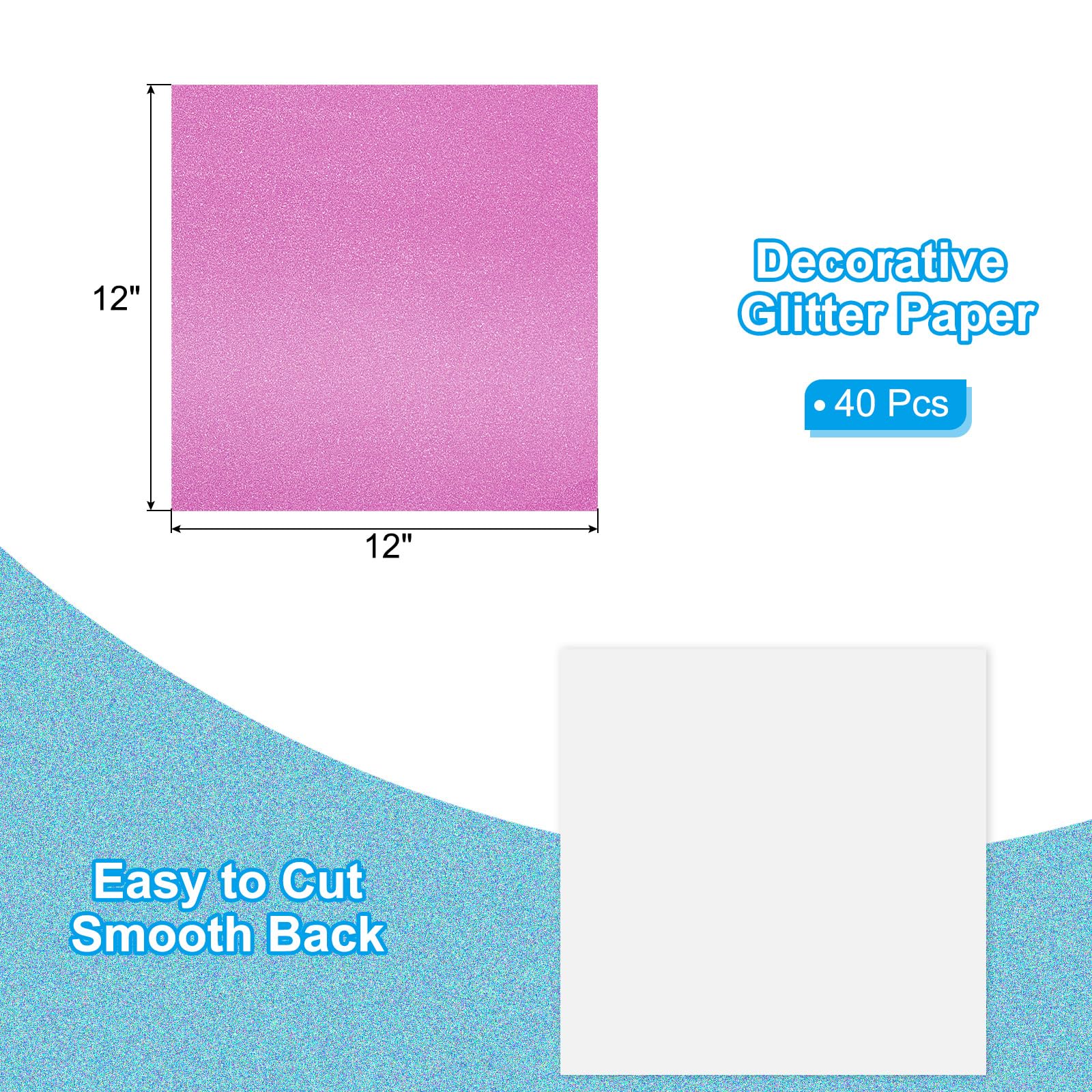 PATIKIL 40Sheets Dark Pink Glitter Cardstock Paper - Image 2