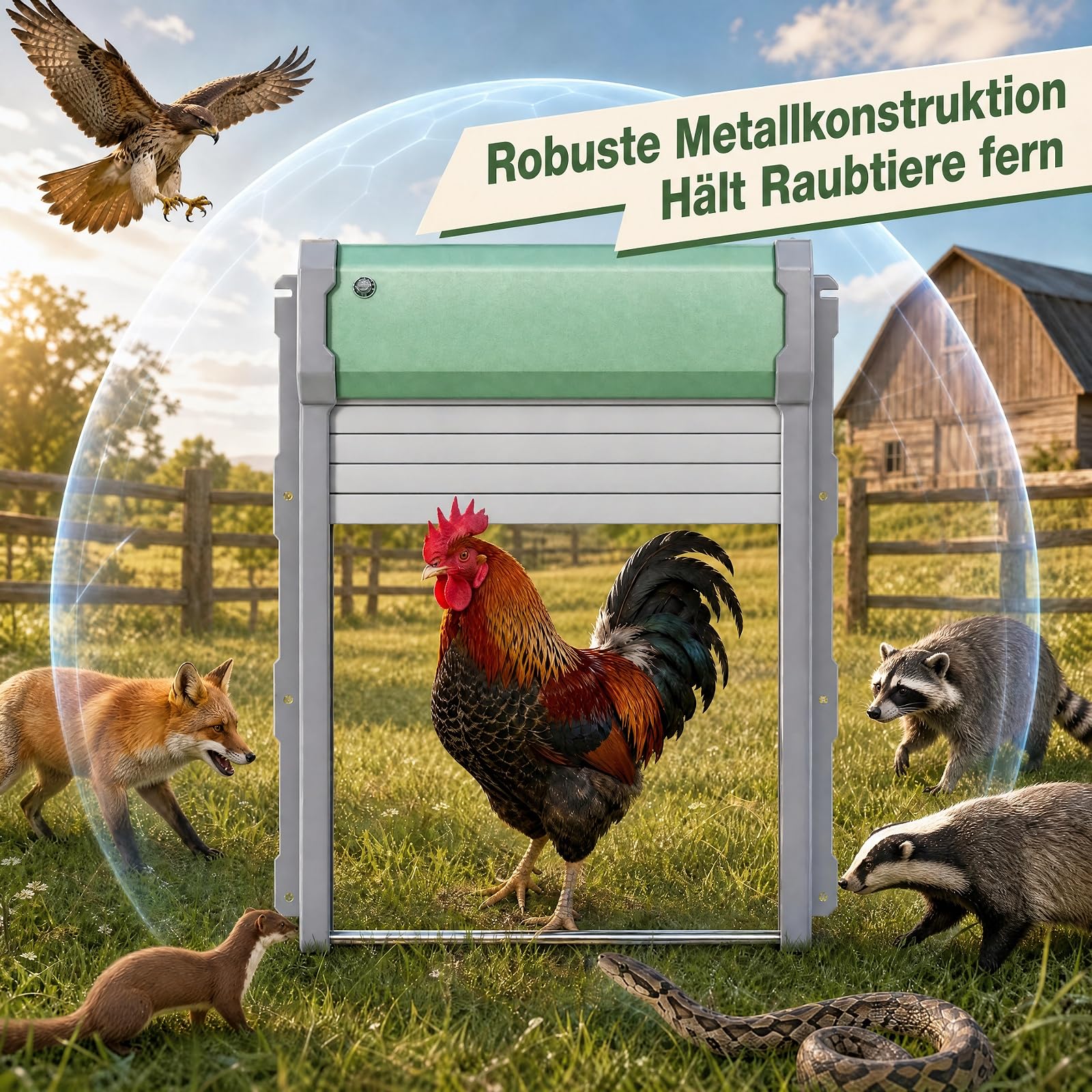 GYMAX Puerta Gallinero Automatica Solar con Control Remoto de 40 m, Puerta de Pollo Automática con Temporizador, Sensor de Luz, Modo Manual a Botón, Batería Recargable y Panel Solar para Exterior