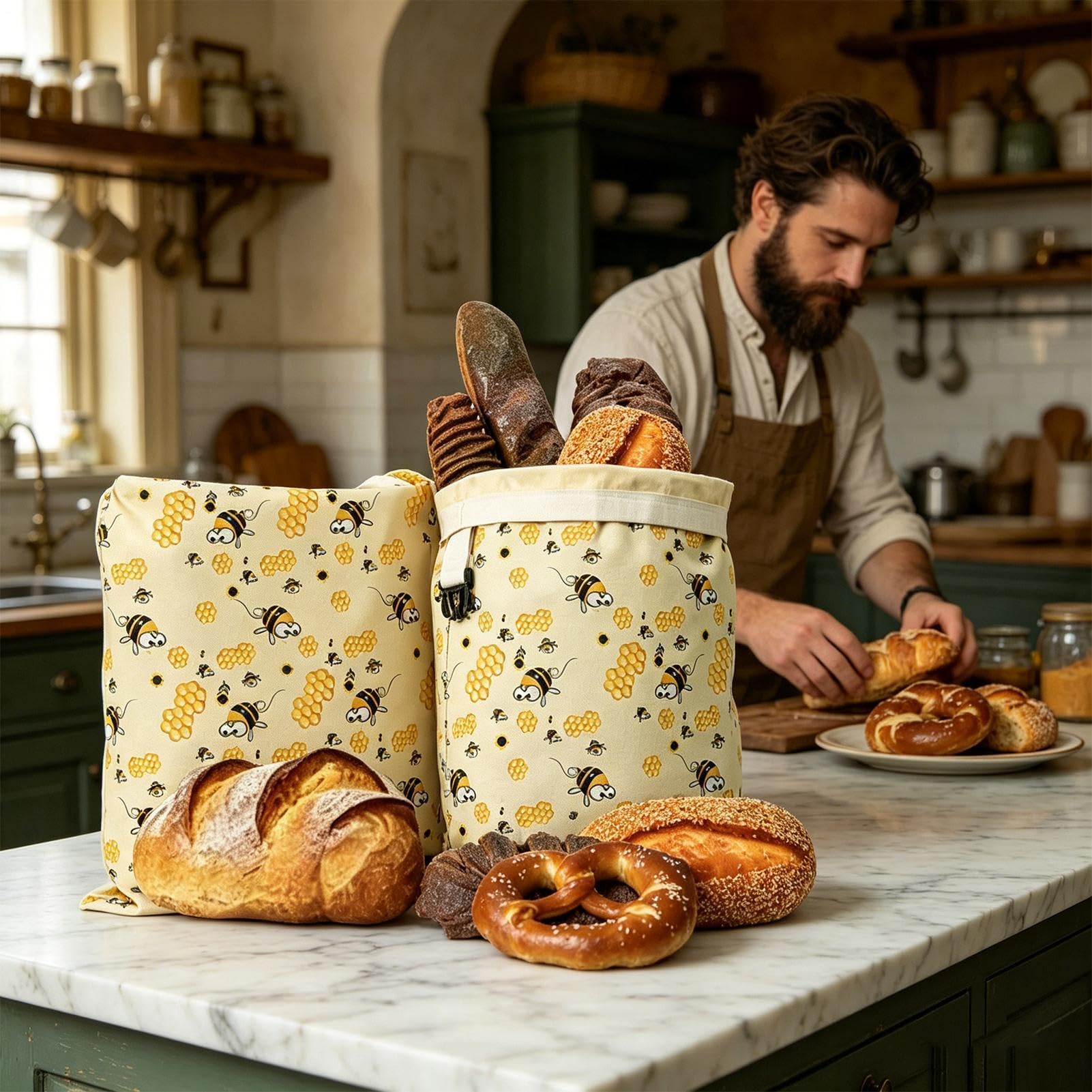 Sacchetti di d' per pane e alimenti, riutilizzabili | Sacchetti per il pane per cucina, congelatore, frigorifero, casa, vacanze