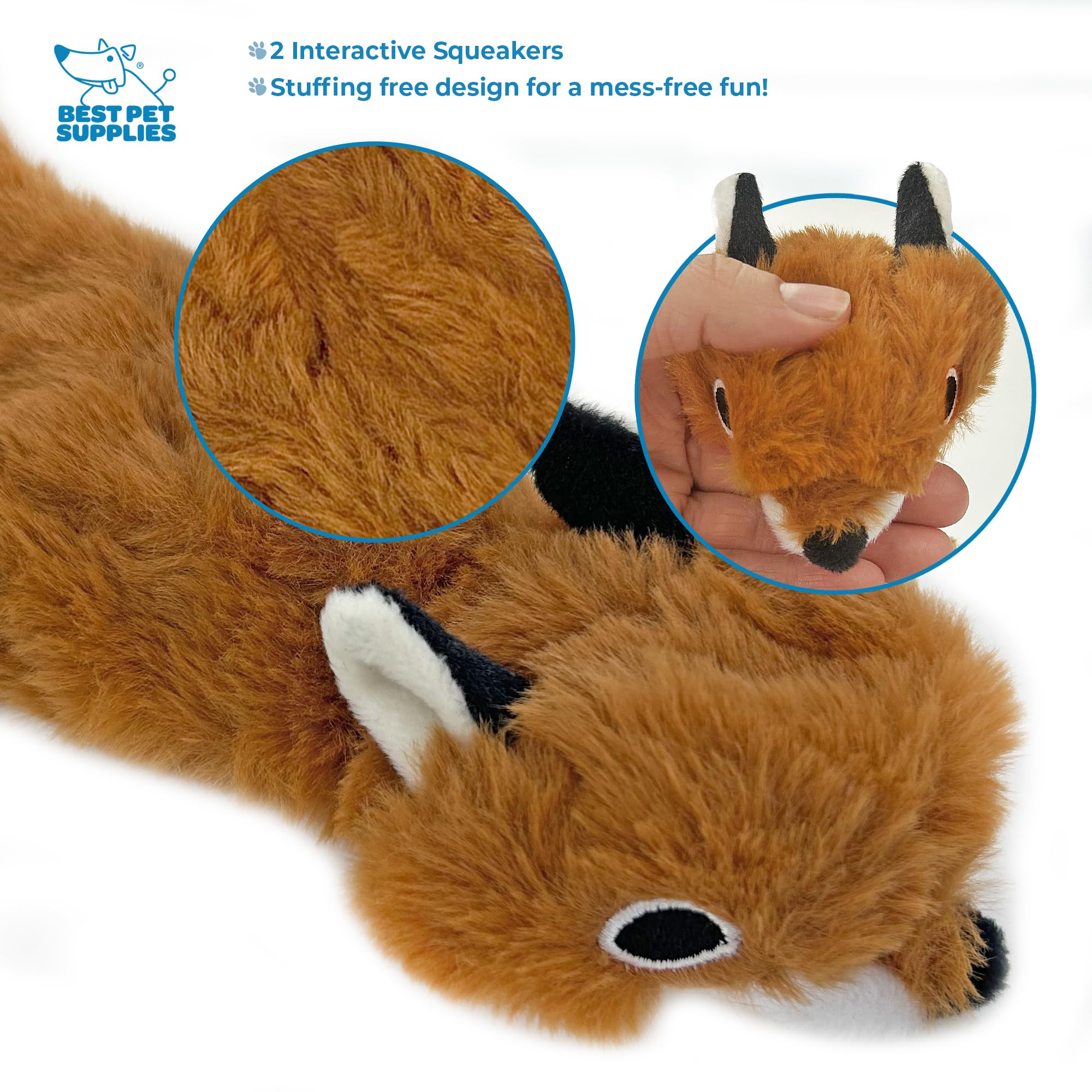 2-in-1 Stuffless Squeaky Dog Toys with Soft, Durable Fabric for Small Medium, and Large Pets by Best Pet Supplies - Image 4
