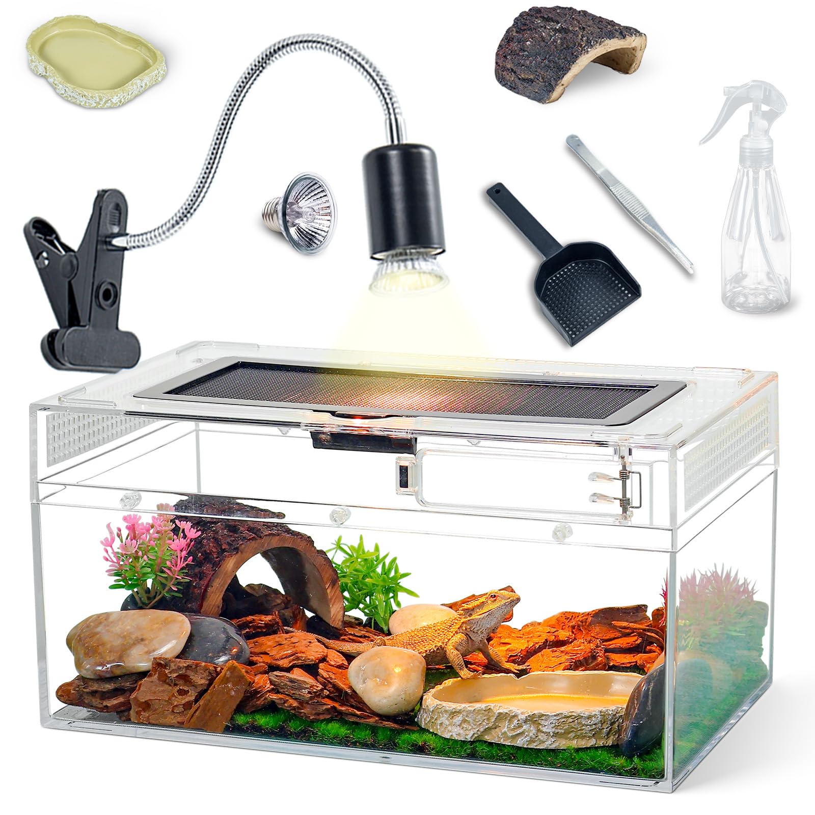 BINANO Reptile Tank Kit with Heat Lamp