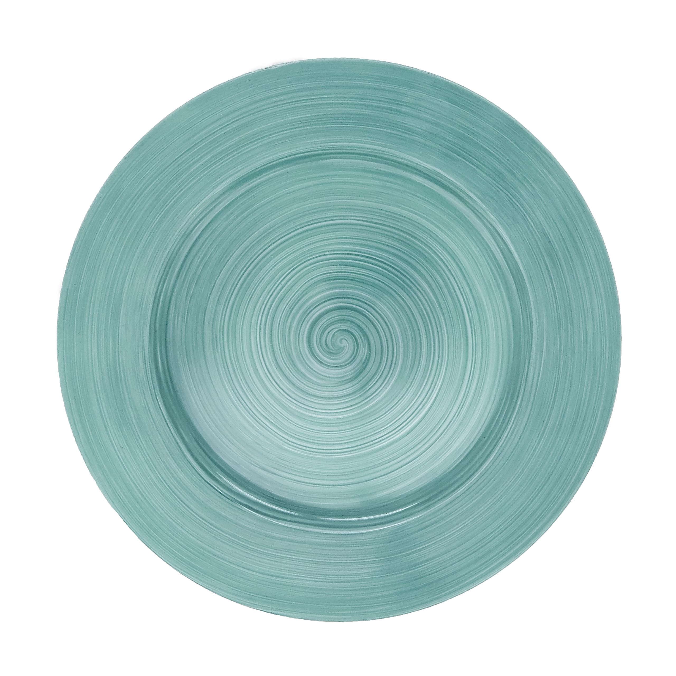 SARO LIFESTYLE Elegant Ceramic Look Charger Plate (Set of 4), Aqua, 13