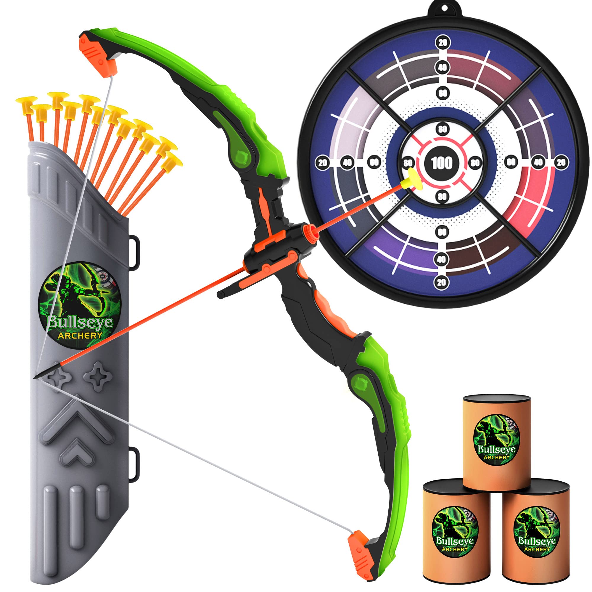 Kidozo Bow and Arrow for Kids 8-12, Boys, Girls, Younger and Older Love Our Kids Bow & Arrow Toy. Kids Archery Set and Outdoor Hunting Game, Includes Quiver, 3 Foam Targets and 12 Suction Cup Arrows.