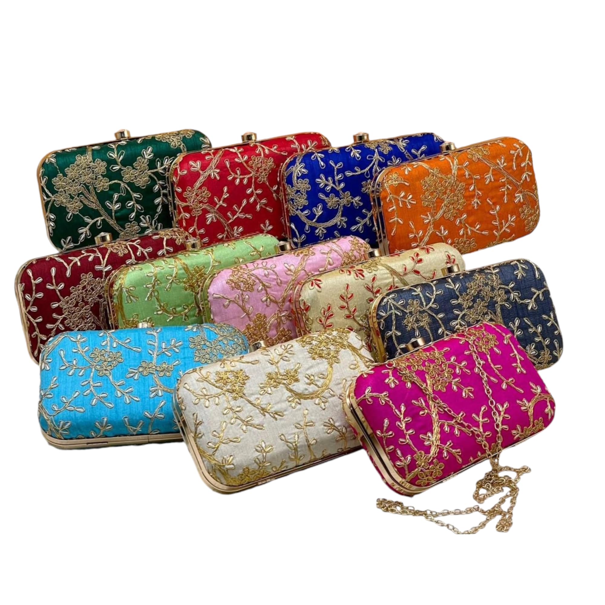 adyukta ethnics women handcrafted box clutch bag-red-image-15