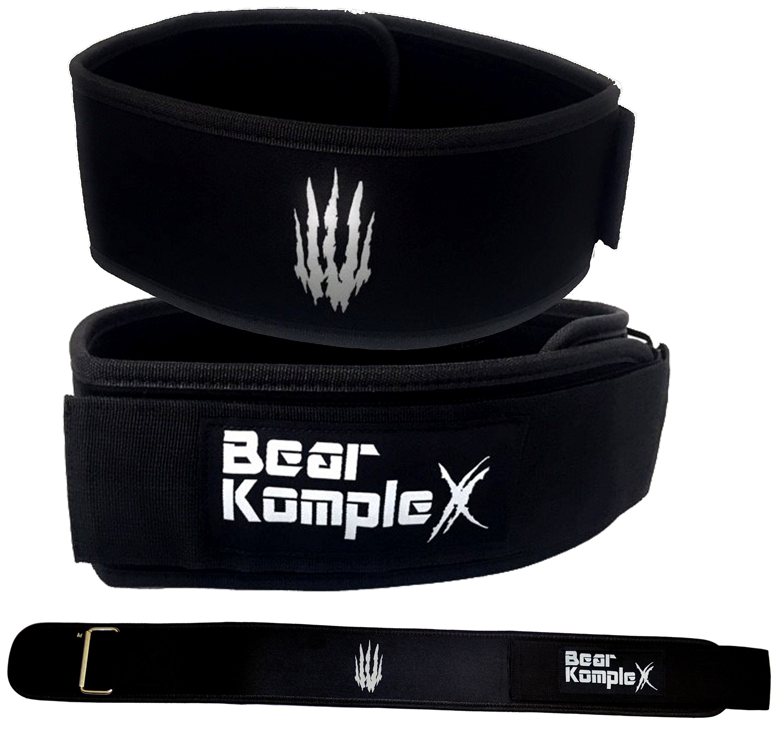 Bear KompleX 4" Straight Weightlifting Belt for at-Home Powerlifting, Squats, Weight Training and More. Low Profile with Super Firm Back for Maximum