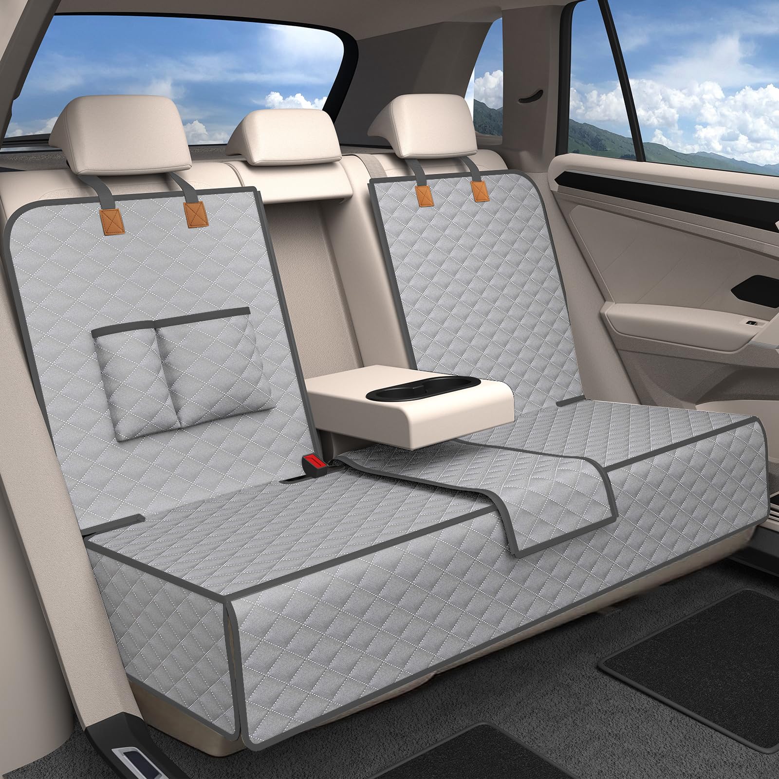 BMaoBBo Coprisedile Auto per Aani Sedile Posteriore Dell'Auto, Antiscivolo, Impermeabile, 136 x 45 cm, Antigraffio, con Isofix, Compatibile con La Maggior Parte Delle Auto, SUV e Camion (grigio)