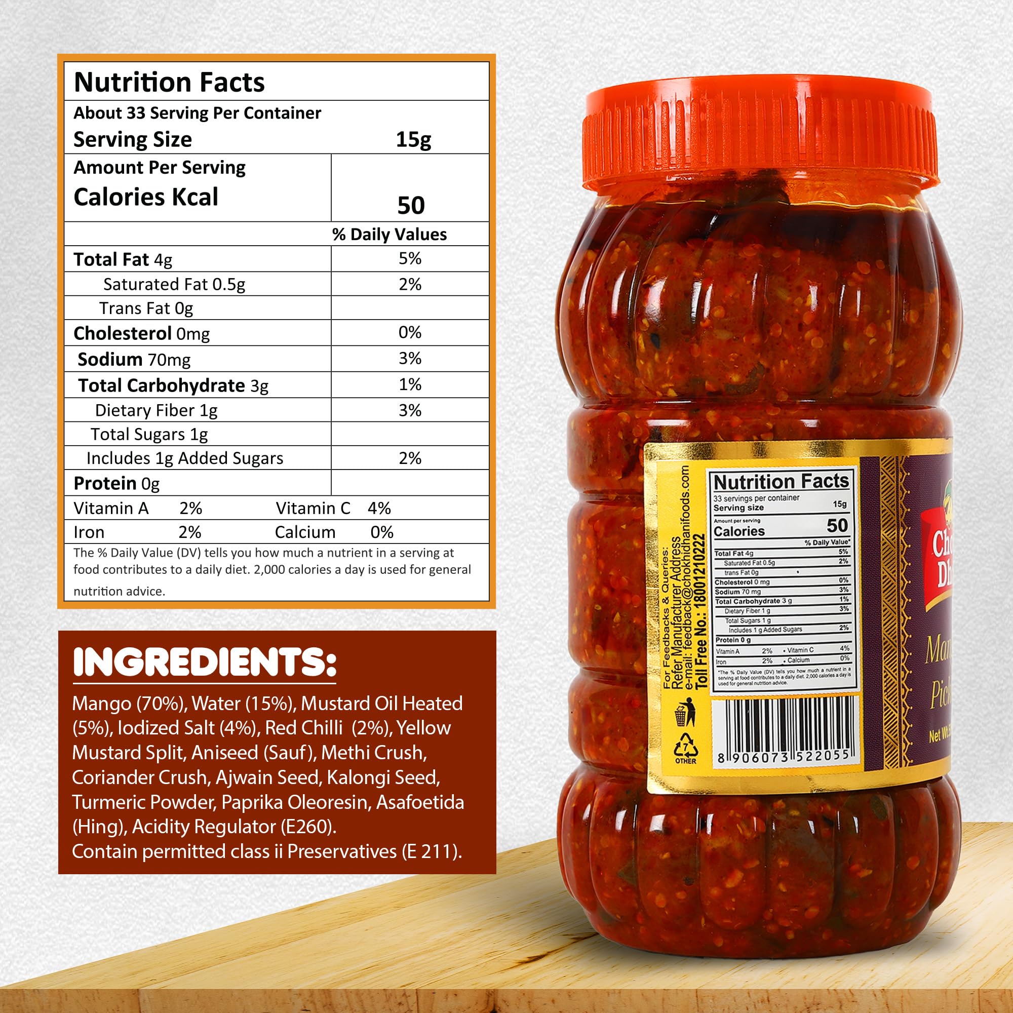 Chokhi Dhani Mango Pickle 500g | Aam Ka Achar | Mustard Oil Based Traditional Indian Pickle | Spicy & Tangy Homemade Style with Authentic Spices 3