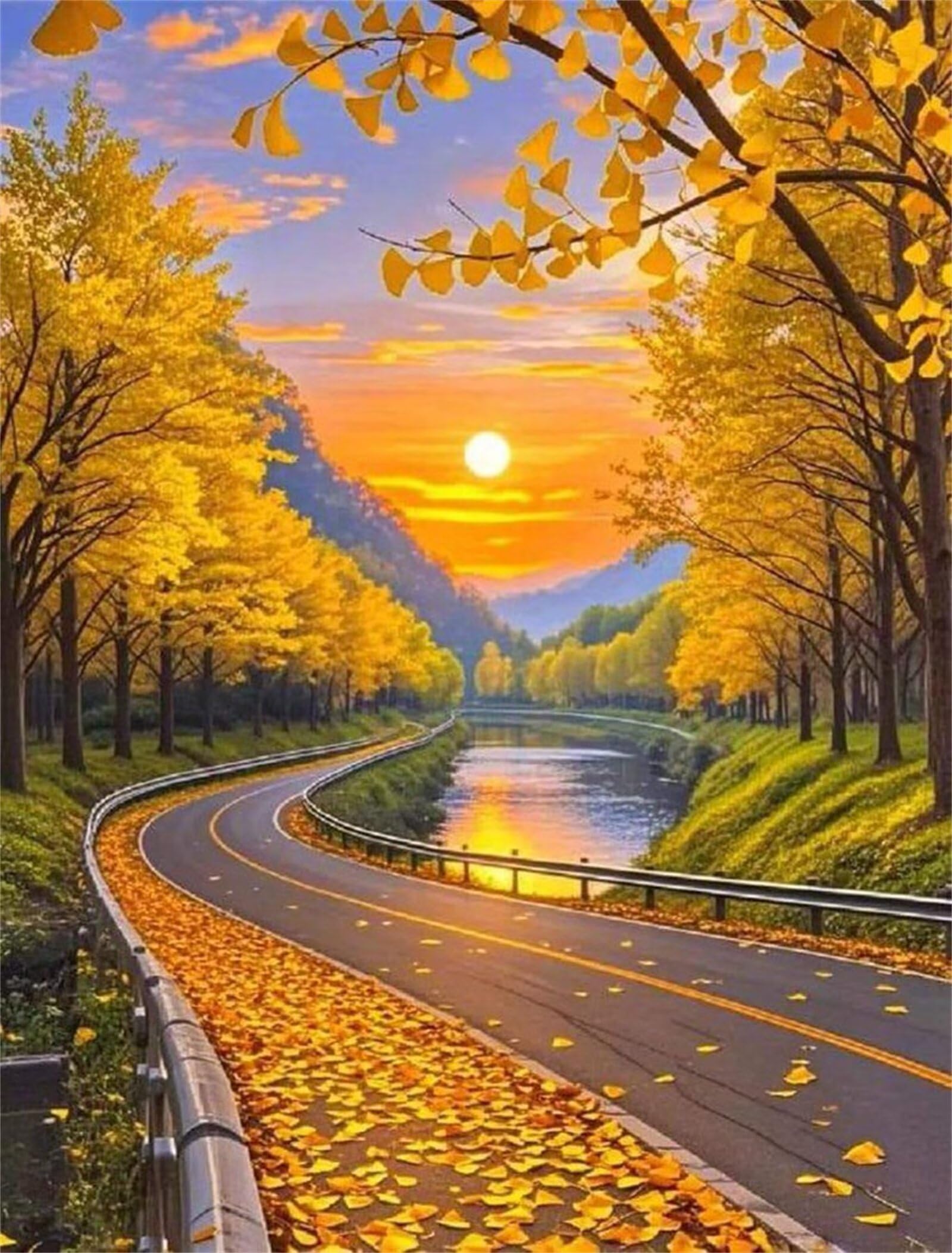 Puzzle 1000 sztuk Gry edukacyjne i zabawki wyzwanie Prezent Jigsaw Klasyczne puzzle dla dorosłych, puzzle DIY Jesienna leśna droga, 75 x 50 cm