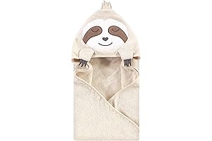 Hudson Baby Unisex Baby Cotton Animal Face Hooded Towel, Sloth