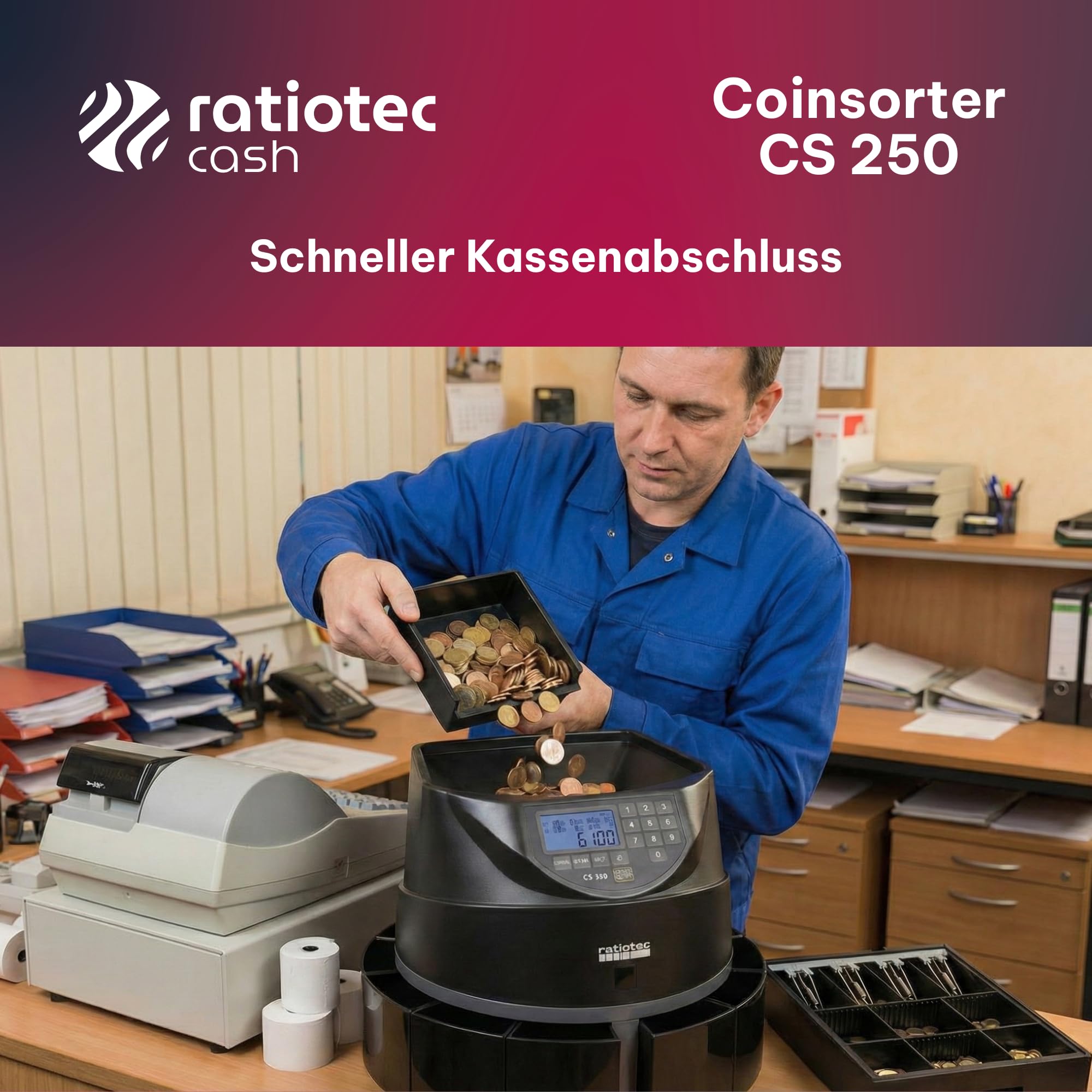 Contador de monedas Ratiotec COINSORTER CS250 Negro