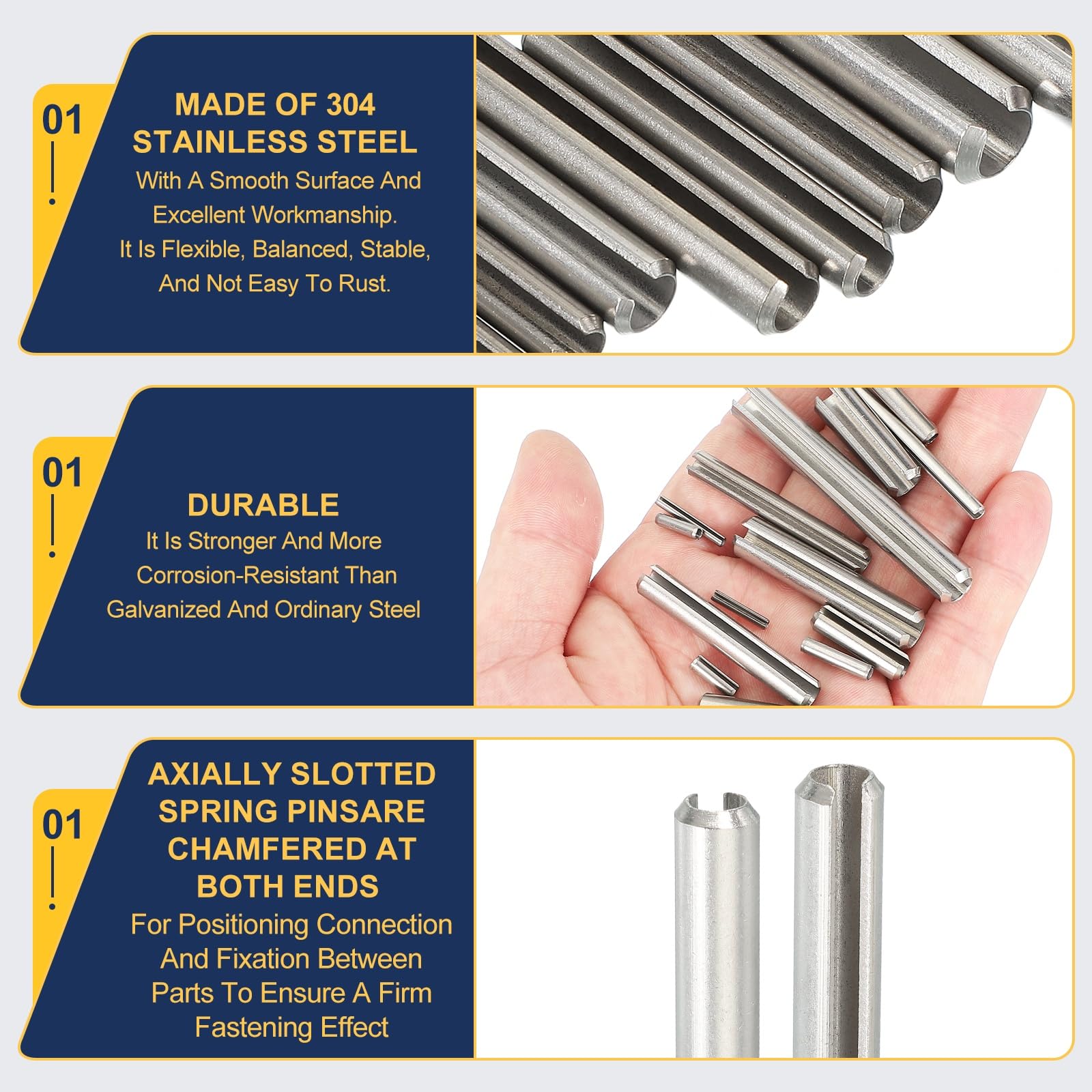 PATIKIL Slotted Spring Pin, 10 Pcs 5/16" X 2" (8.4mm X 50mm) 304 - View #9