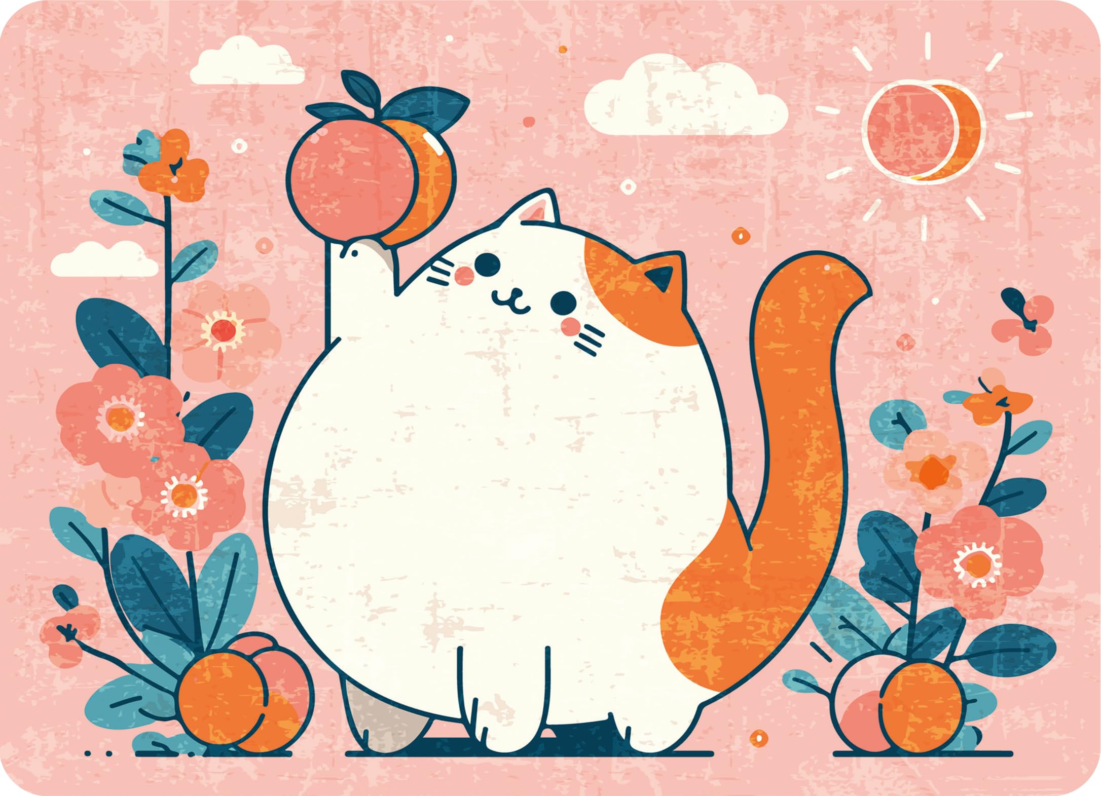 Ravensburger 100 Piece Mini Jigsaw Puzzle with Stand. Peach Flavoured Cute Cat Puzzle – Kawaii Peach & Floral Artwork – Compact Display Puzzle Gift Idea for Cat Lovers