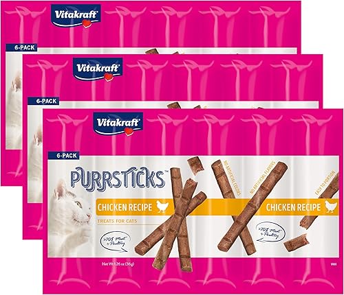 Miniatura 7 de Vitakraft PurrSticks - Palitos para gatos carnosos - Pollo con salmón - Palito de carne segmentado y rompible - Deliciosamente tierno