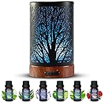 Oil Diffuser with Essential Oils Set - Aromatherapy Oil Diffuser 150ml with 6 Essential Oils Set, Cool Mist Diffusers for Essential Oils, Auto Shut-Off Protection,7 Colors Night Light, Gifts for Mom