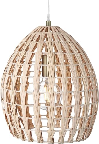 Miniatura 7 de Robert Stevenson Lighting Persephone - Lámpara de techo de ratán tejida a mano y metal, natural