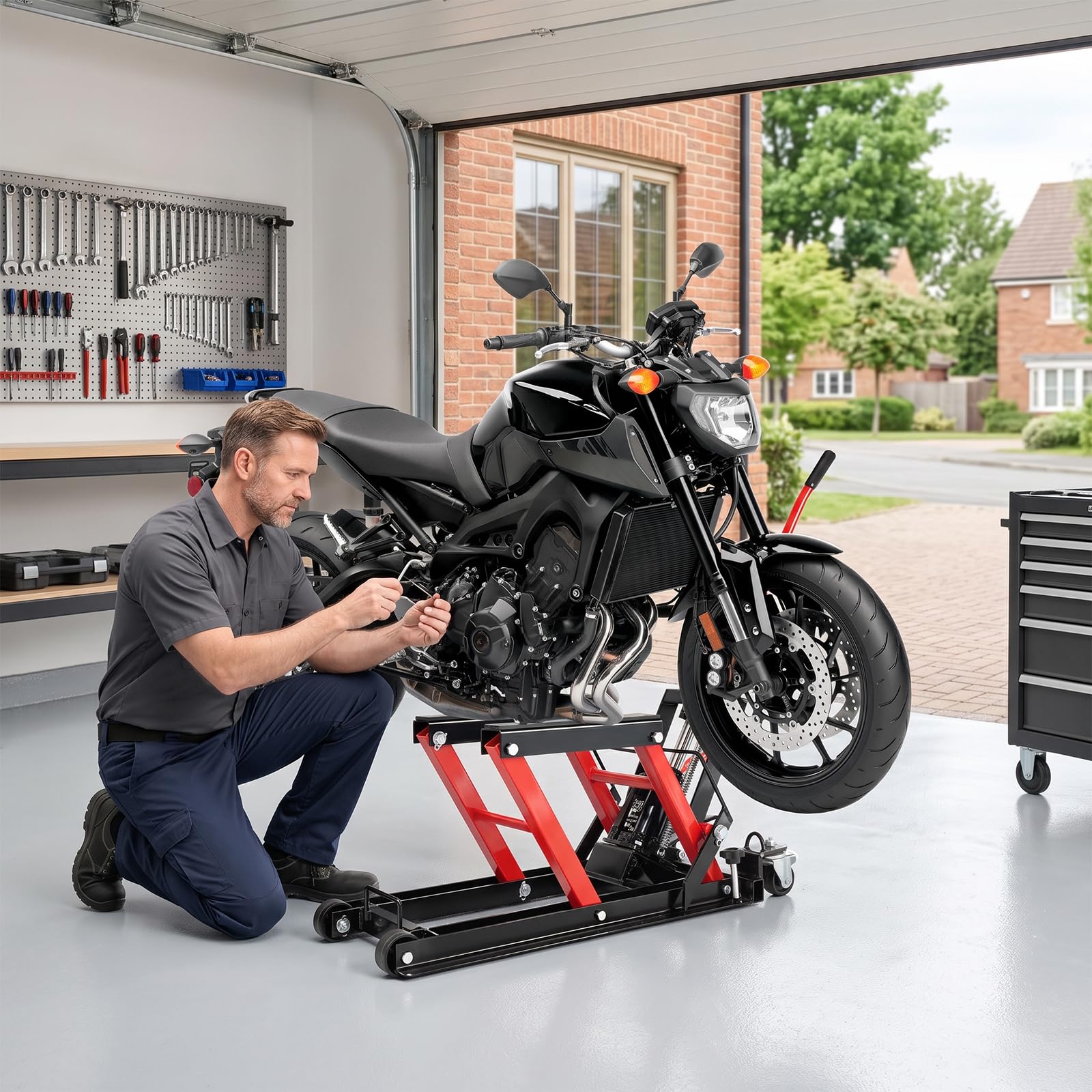 Sollevatore idraulico per moto, portata 680 kg, cavalletto per moto, 78 x