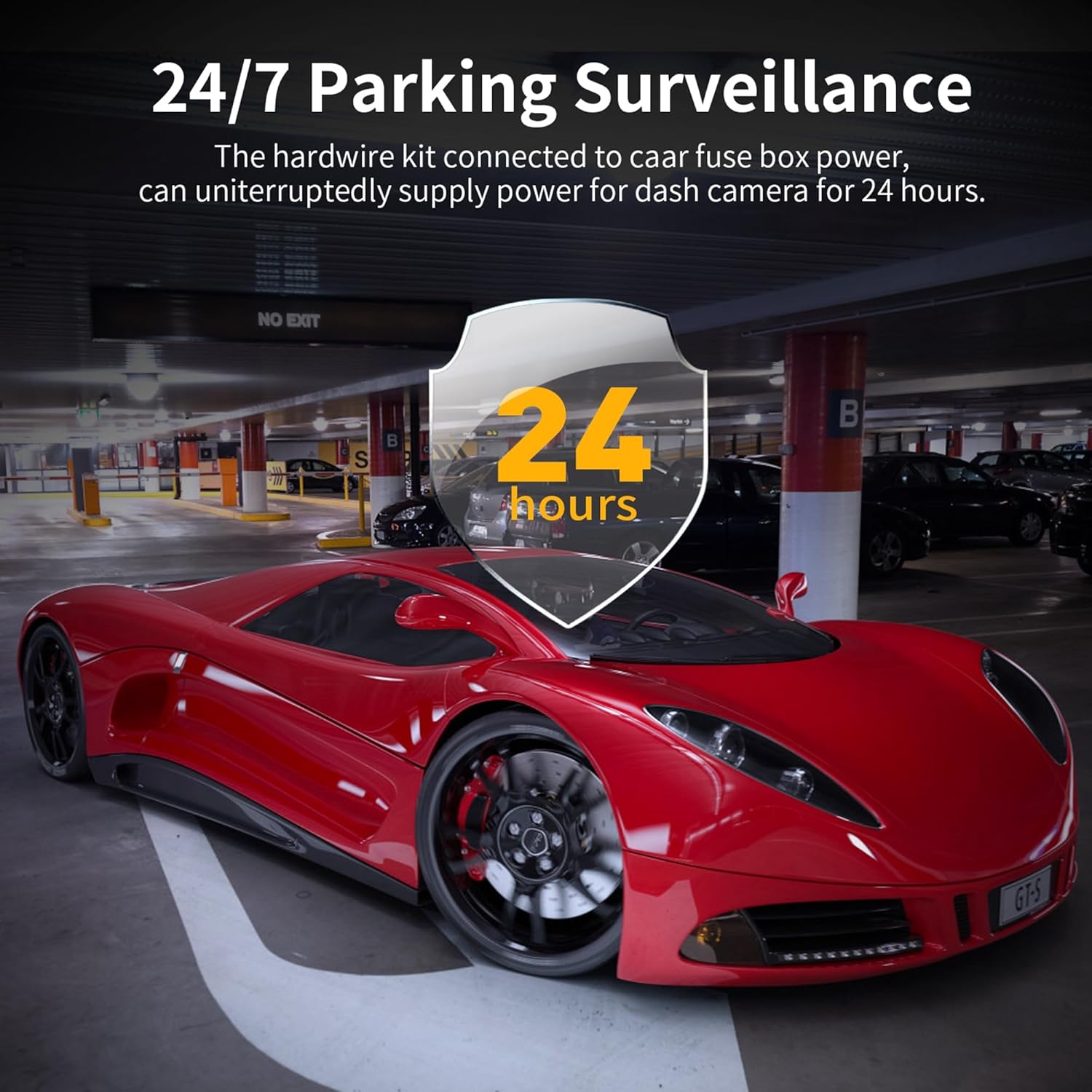Dash Cam Hardwire Kit, 12V-24V to 5V/3A with Voltage Display 24/7 Parking Mode Acc Detection 3-Level Low Voltage Protection (11.6V/12V/12.4V) Car Dash Camera Charger Power Cord