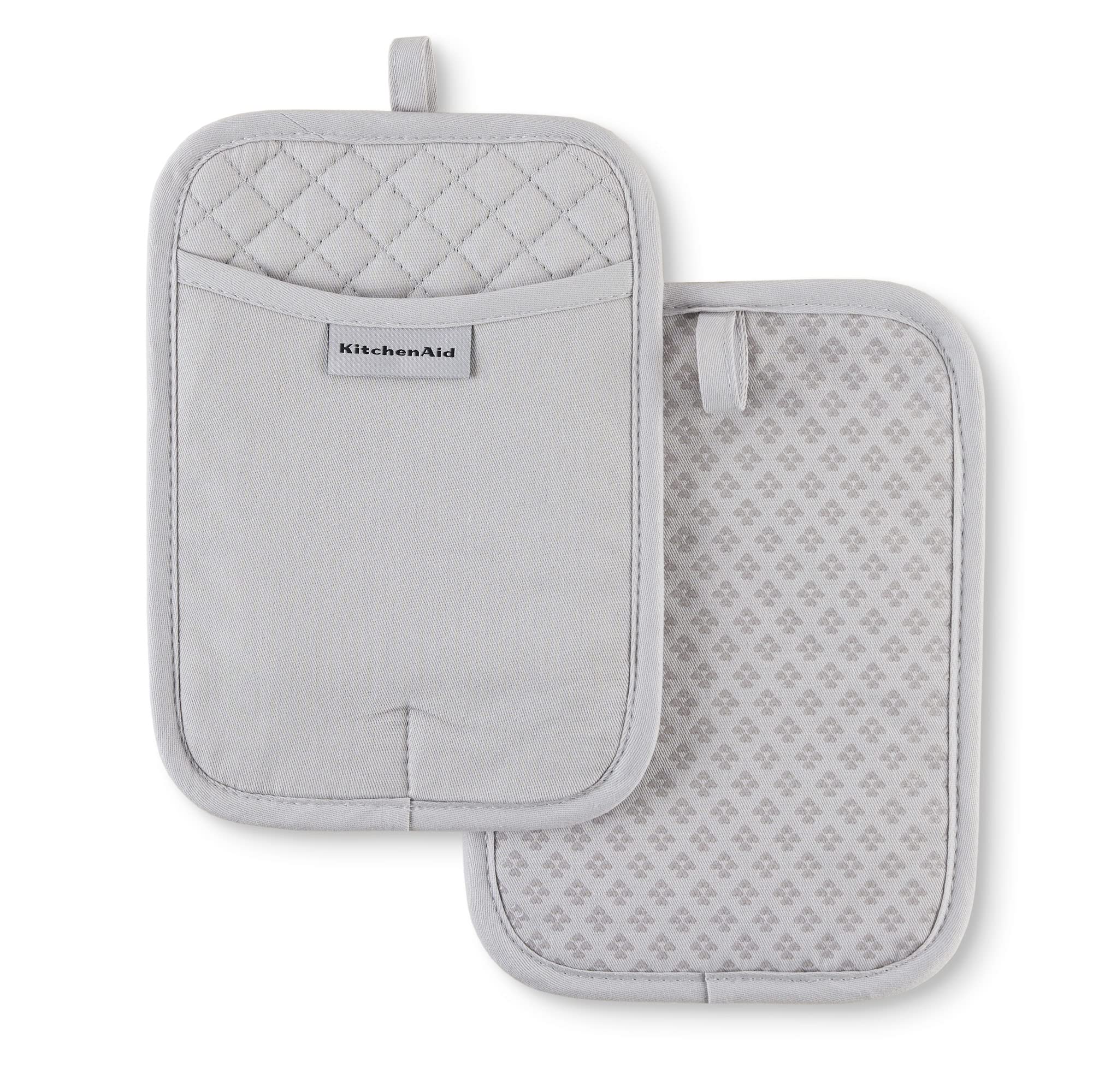KitchenAid Asteroid Pot Holder 2-Pack Set, Matte Grey, 7"x10"