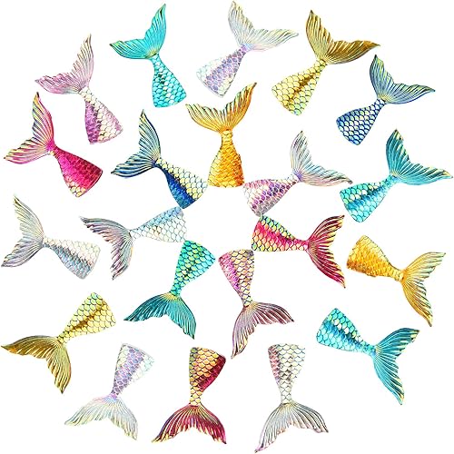 Yookeer 36 piezas de cola de sirena para cupcakes de acrílico, mini figuras de cola de sirena, decoraciones de pasteles con purpurina para