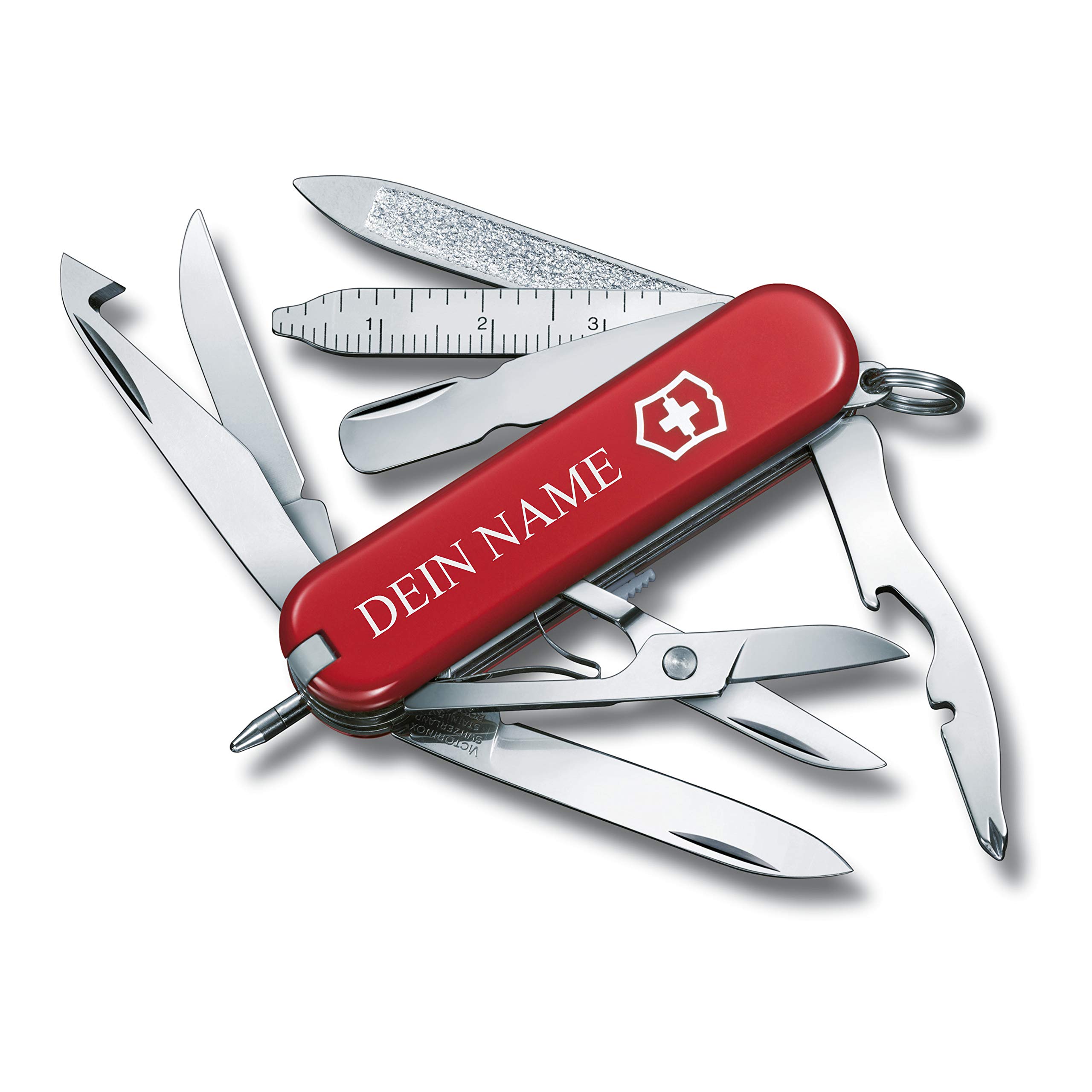 Victorinox Navaja Mini Champ con Impresión Deseada en La Cáscara I Regalo para Hombres Cumpleaños I Suiza Navaja Personalizada 18 Funciones 0.6385