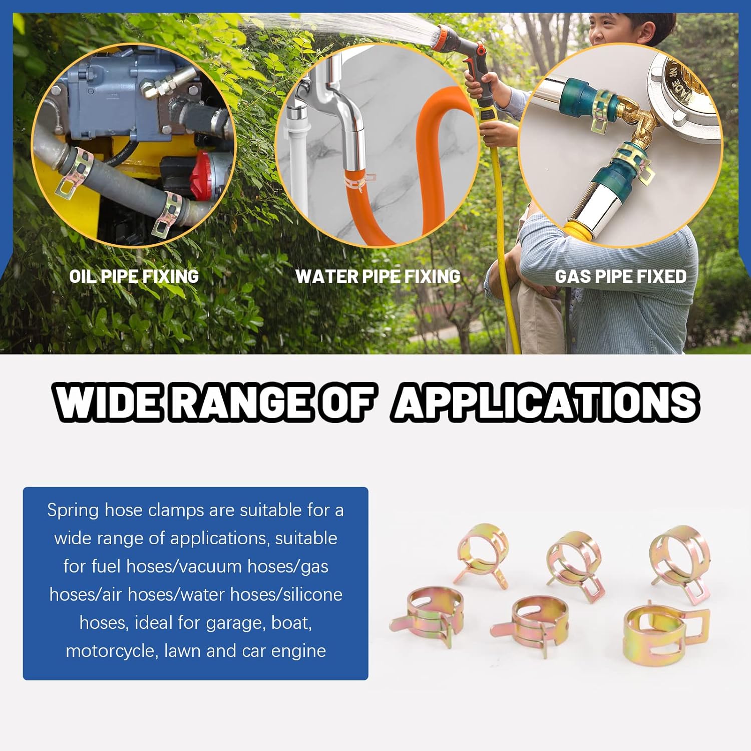 Glarks 121Pcs 12 Sizes 7-22mm Spring Band Type Clips Fuel Silicone Vacuum Hose Pipe Clamp Low Pressure Air Clip Clamp Fasteners Assortment Kit with 1Pc Clic-R Hose Clamp Pliers