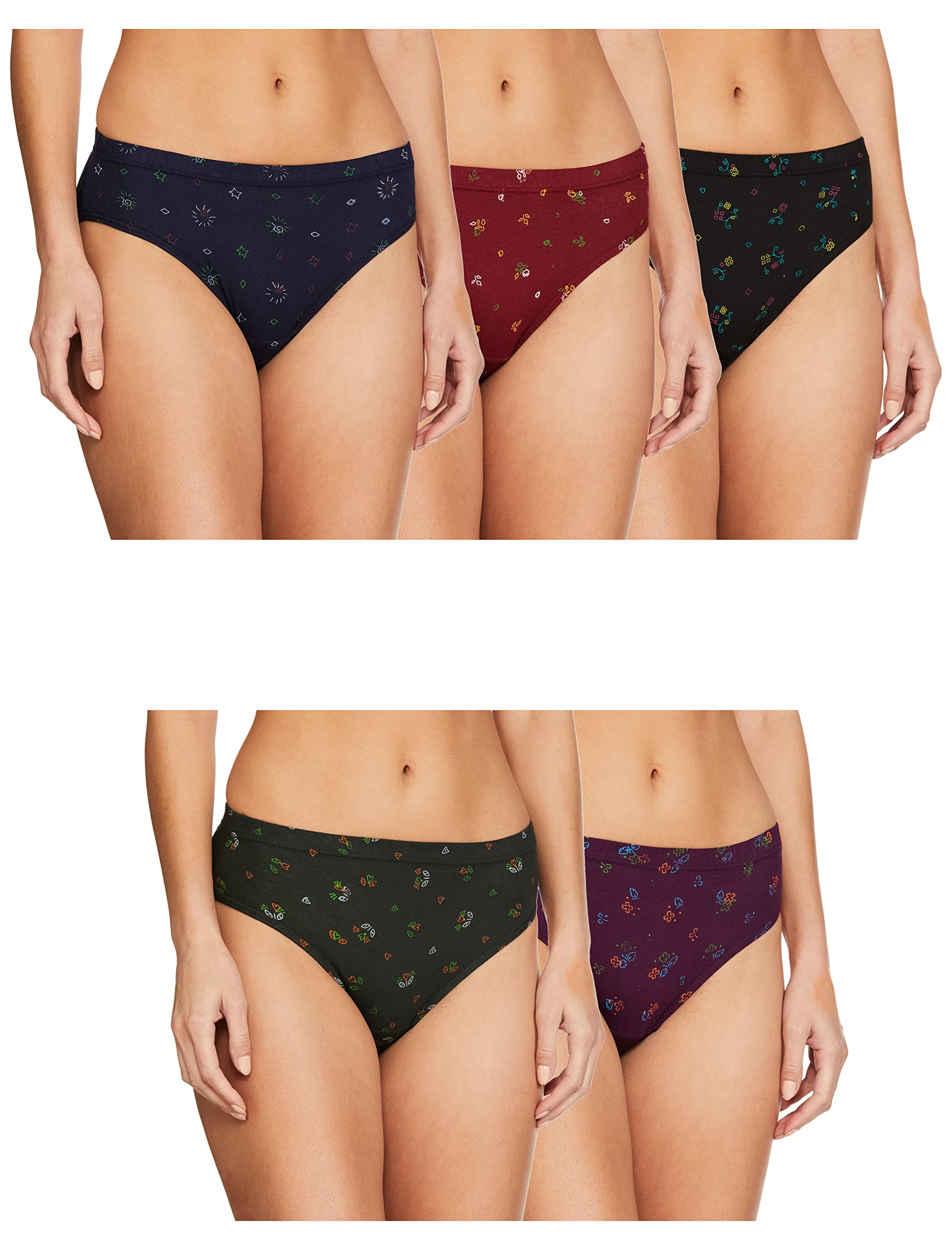 Women's Coblue Cotton Blend Panties Regular Solid Hipster (Pack of 5)-image-45