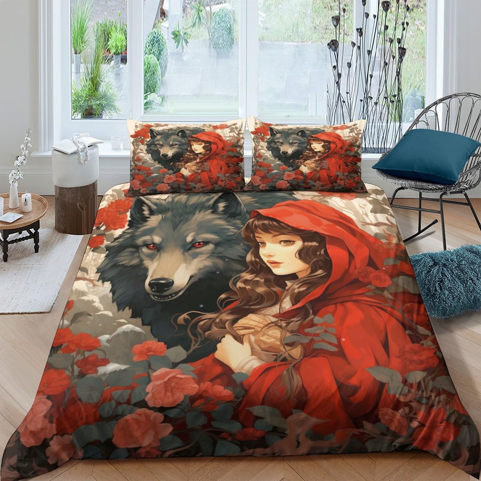 Housse de couette le loup et l'homme pour décorer une chambre d'enfant ou d'adulte style nature