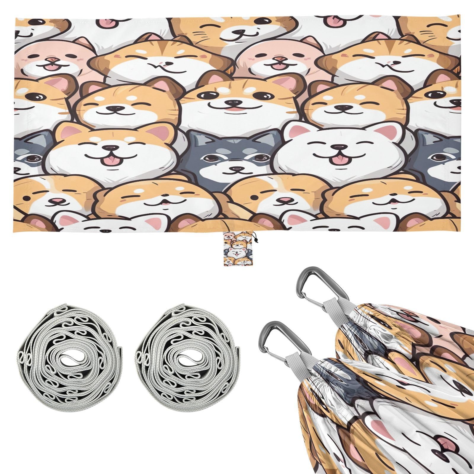 ATTX Cartoon Dogs Cats Camping Hammock - Lightweight & Portable Hammocks, Heavy Duty 330lbs Capacity for Indoor, Hiking, Backpacking, Travel, Backyard, Beach#429