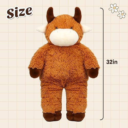 Miniatura 3 de Animal de peluche de vaca grande de las tierras altas de 32 pulgadas, juguete de peluche de vaca gigante de las tierras altas, regalo para niños