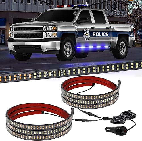 XRIDONSEN 2 tiras de luces LED de emergencia para camiones de 70 pulgadas, tira de luces estroboscópicas, barra de luces estroboscópicas, luces