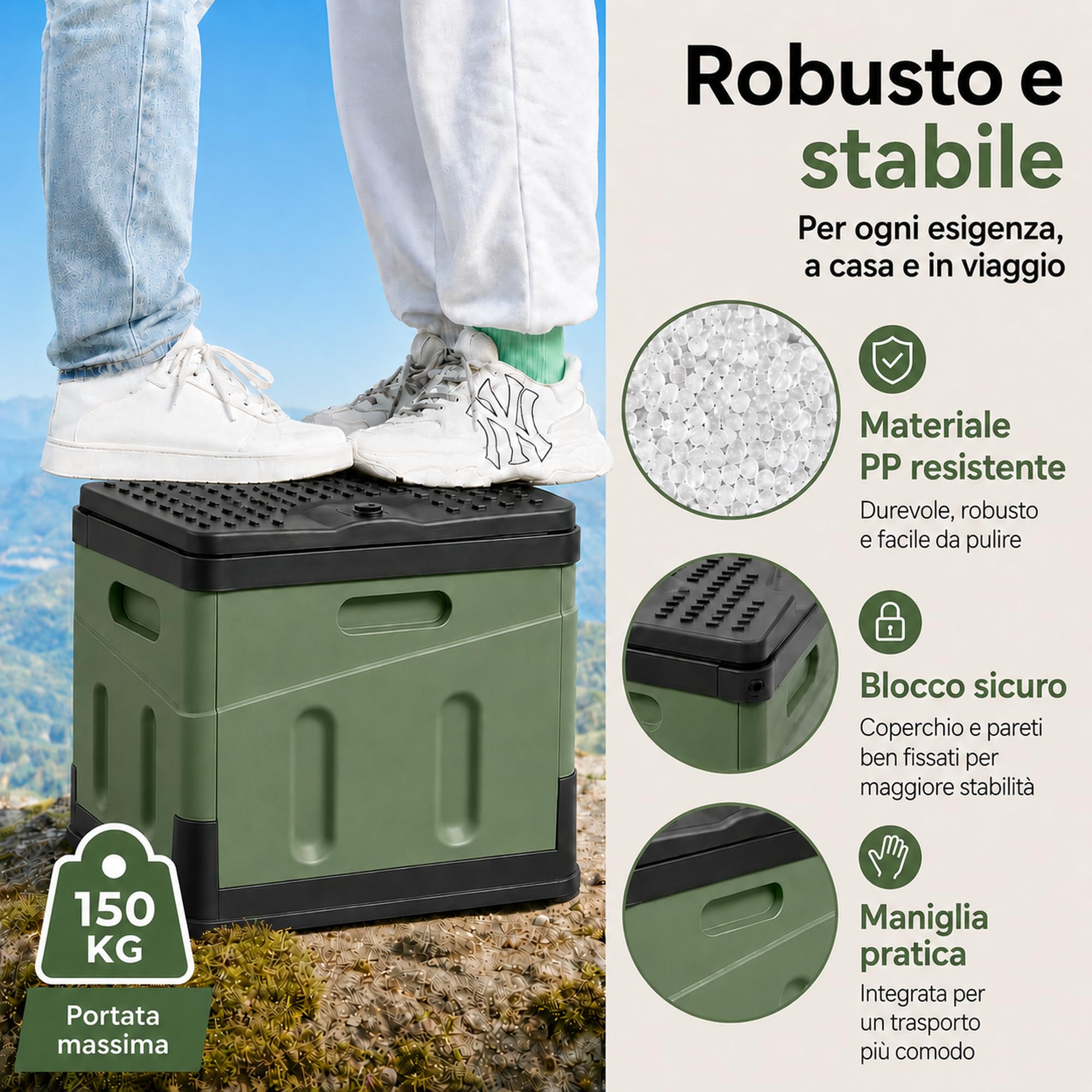 WC Portatile – 25L Capiente, Supporta Fino a 150KG – Water Portatile Adulti con 24 Sacchetti Igienici, Borsa per Il Trasporto & Cuscino, per Camper, Escursionismo & Emergenze