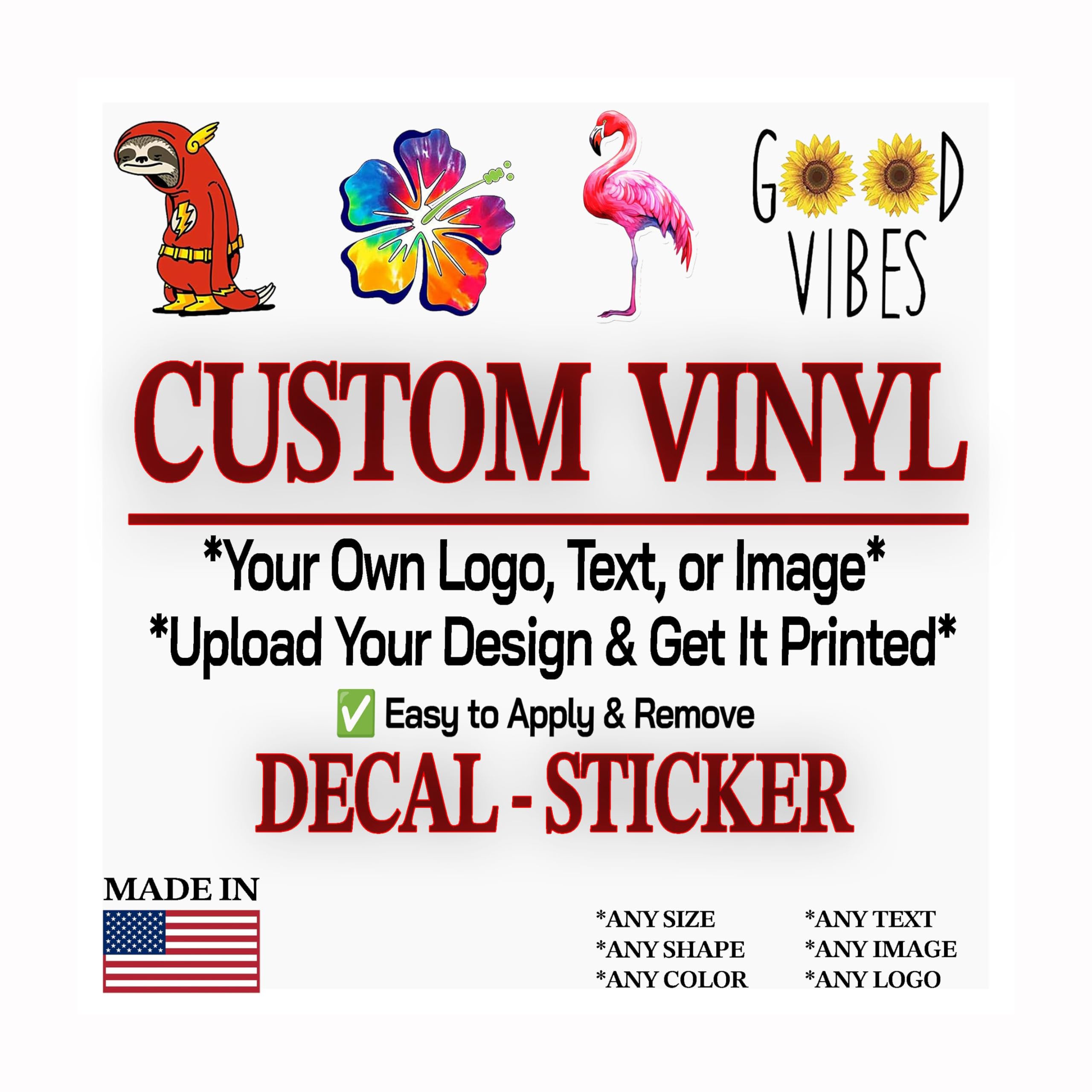 Custom Vinyl Decal Stickers – Personalized Design Your Own Logo, Text, Image – Waterproof, UV-Resistant, Durable, and Fade-Proof – Perfect for Walls, Shops, Laptops, Cars, Trucks & More (4 inch Wide)