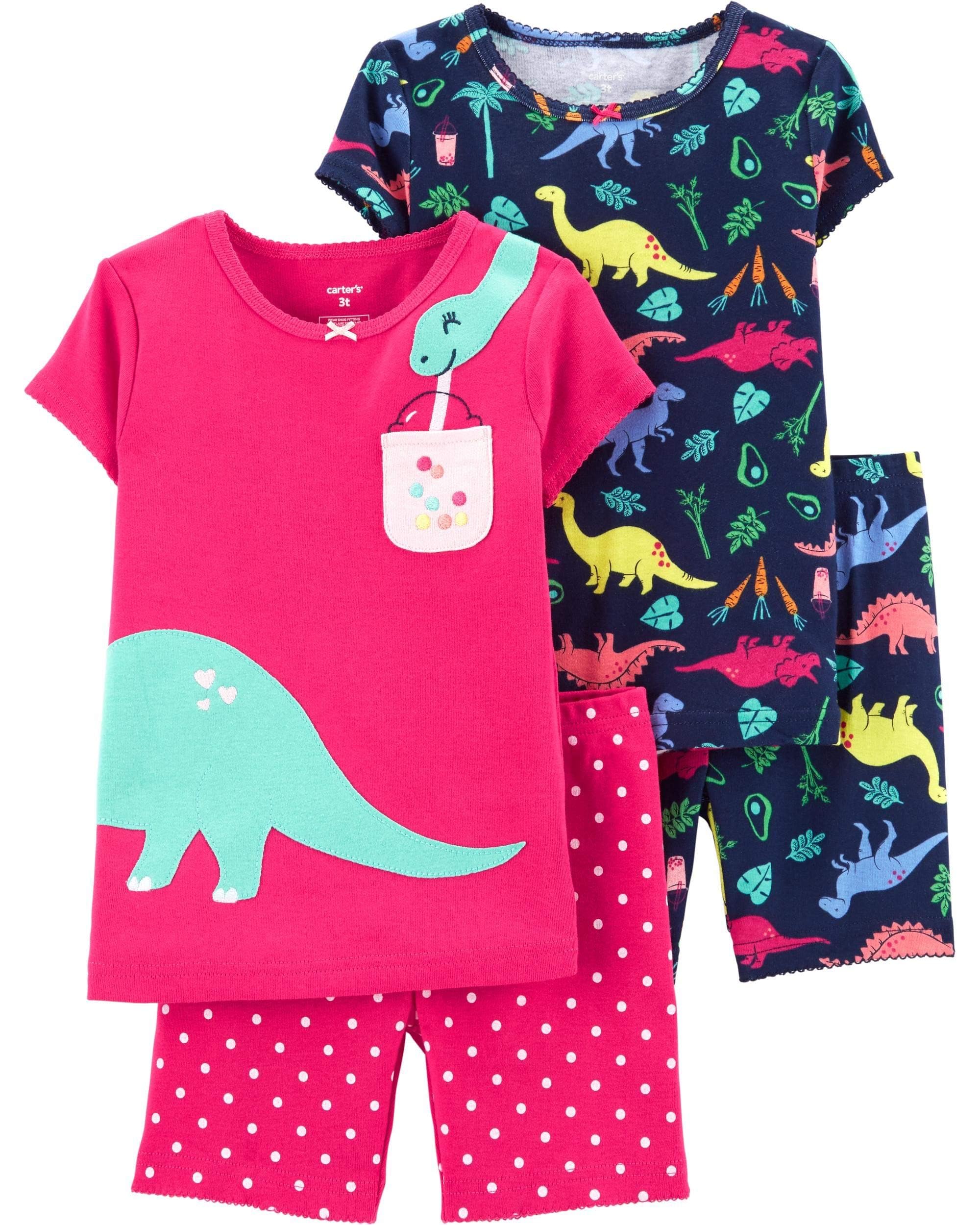 Pijamas de dinosaurio Carter's 4 piezas ropa de dormir de algodón para bebé de 9 meses multicolor 3