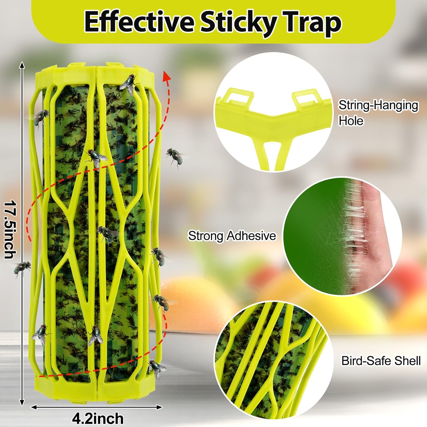 4 Pack Wasp Trap Outdoor Hanging Carpenter Bee Traps for Outside, Fly Wasp Catcher Fly Trap Indoor Killer Hunter for Hornet, Gnat, Mosquito, Flying Insect